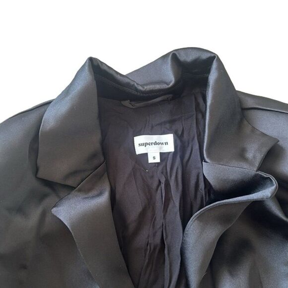 Superdown Black Satin Miley Oversized Blazer Dress Women's Size Small NWT - Picture 2 of 9